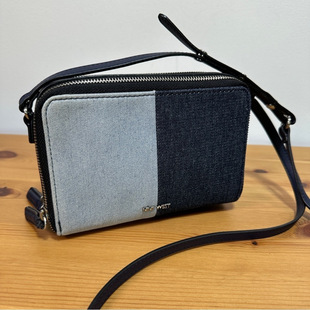 Nine West | Two-Tone Denim Block Crossbody Bag | Dual Compartment